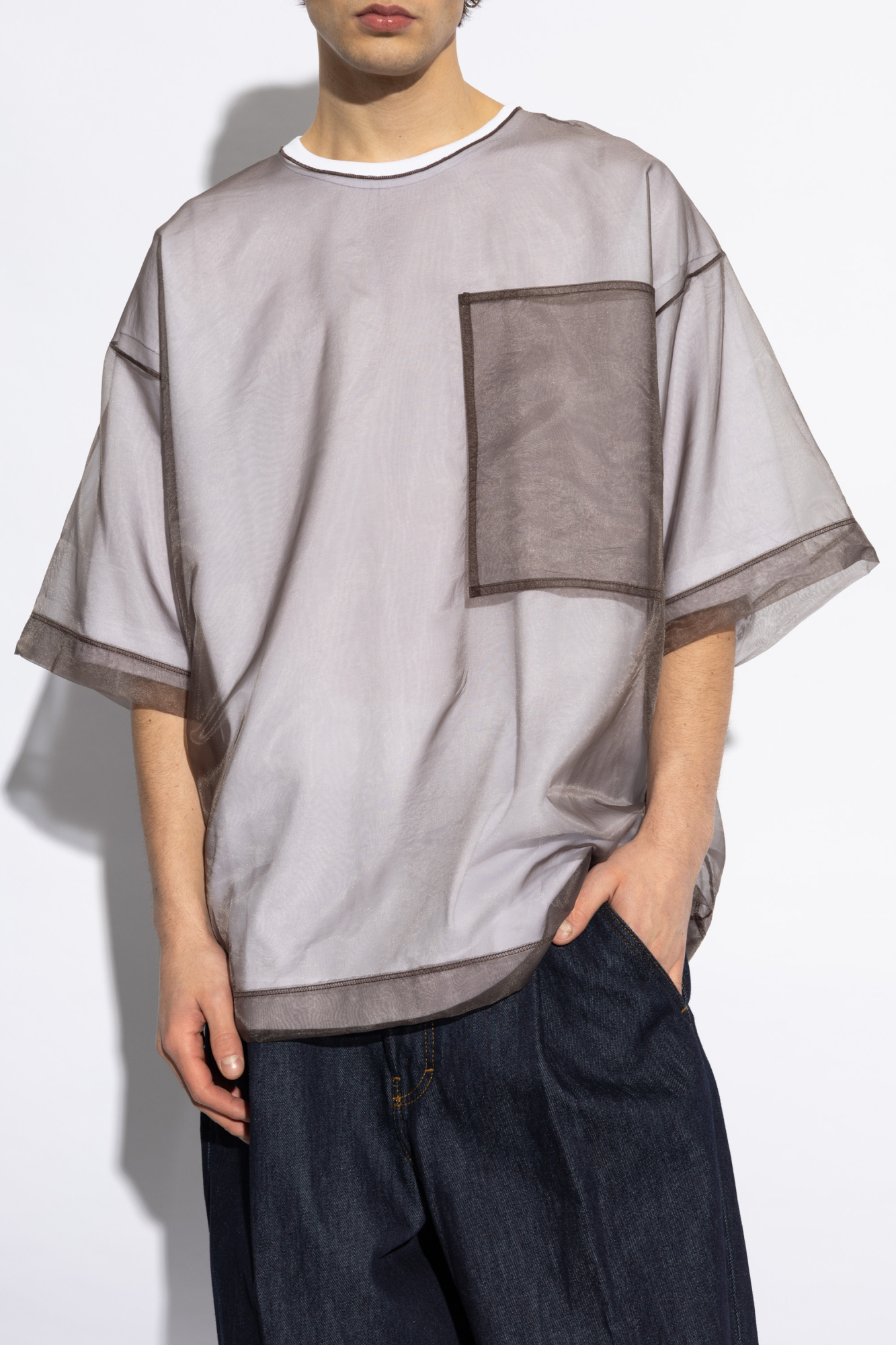 Tシャツ・カットソー DRIES VAN NOTEN Men T Shirts 211141603975 Grey Oversized tee - Spring-Summer Men | Dries Van Noten